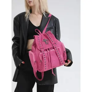 Cross rivet backpack, Stud Bookbag, punk retro backpack, trendy  fashionable travel bag, versatile multi-color optional street fashion bag, niche versatile backpack suitable for daily commuting, student party classes, etc.