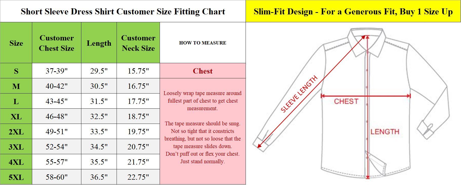 Mens Slim Fit Short Sleeve Button Up Shirt (S- 5XL)