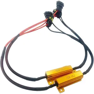 Car LED Load Resistor Kit, 50W 6R Error Decoder Automotive Signal Headlight Bulb Relay Harness Adapter, Anti Flicker Warning Canceller Fog Lights Flashing, Universal for Vehicles