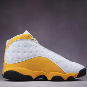 Del Sol White and yellow new Men's lace-up outdoor sports shoes Breathable casual running shoes