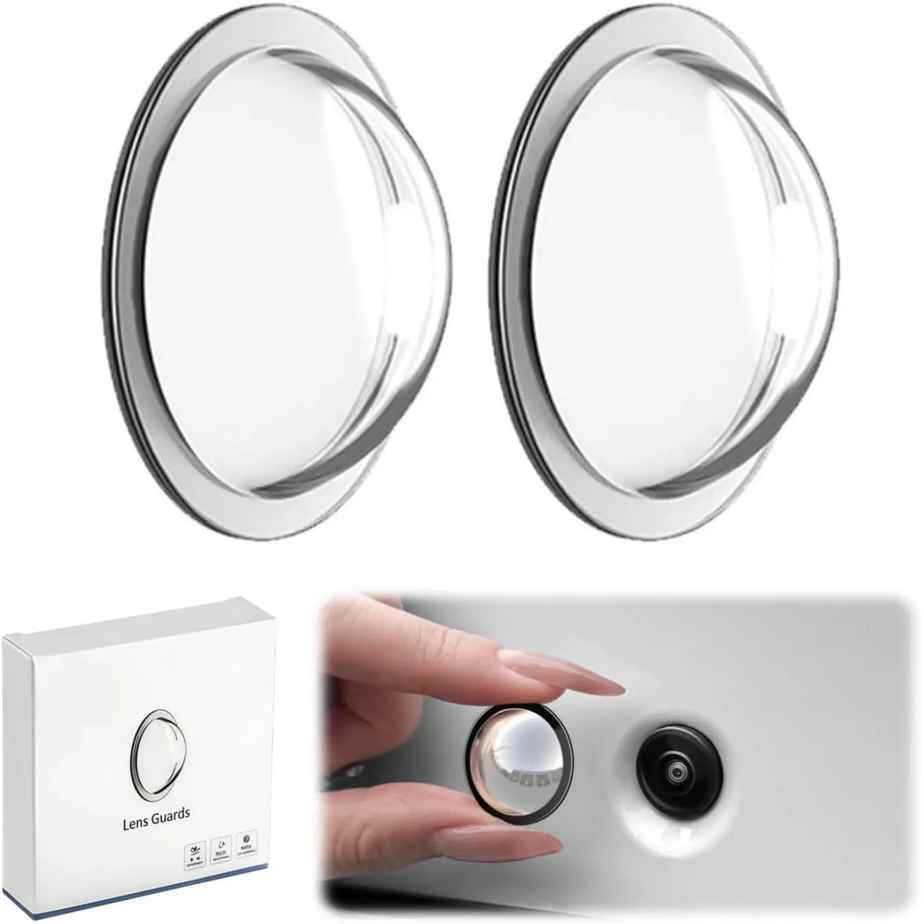 2pcs Car Camera Lens Protector, HD Clear Lens Cover Anti-Scratch Waterproof Cars Backup Guard Cameras Protection for Car Rear View Camera