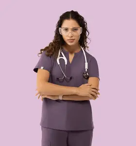 Halo Two Pocket Slim Scrub Top Dewberry