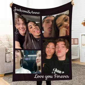 BARLEY ONE Click “Shop Chat”, Send Photos, Custom Blanket with Picture Personalized Photo Throw Blanket Customized Text Fleece Blanket for Girlfriend Boyfriend Wife Husband Couple Gifts