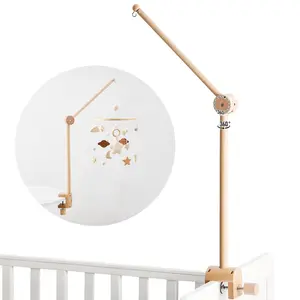 Baby Crib Mobile Arm - Wooden Mobile Arm with Height Adjustable & 360° Rotatable Upgraded Arched Base Nursery Mobile Holder for Crib Mobile Hanger Baby Crib Attachment Nursery Decor