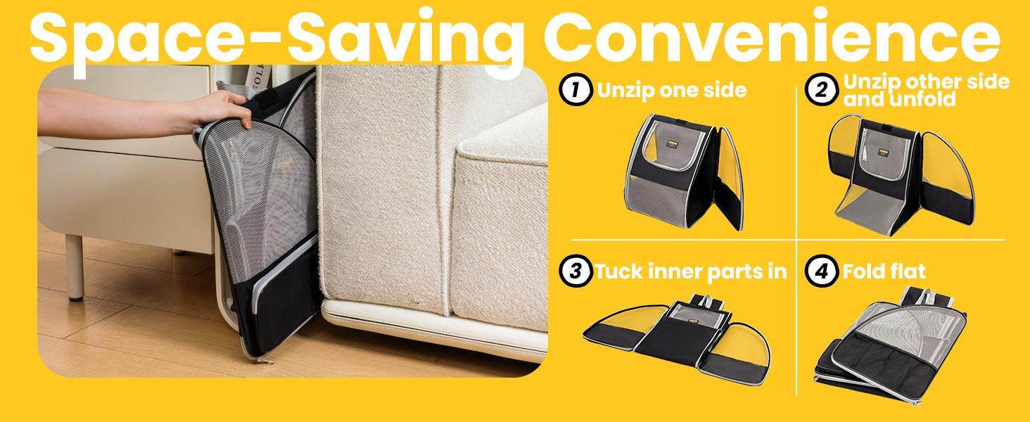 Cat Backpack Carrier for Small Dogs and Cats Fit Up to 15 Lbs,Small Dog Backpack, Foldable with 3-Side Mesh Windows, Pet Carrier for Travel & Hiking FriendlyGray