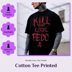 180g[100%cotton]KILL YOUR LOCAL PEDO Red Letter White Print T-shirt