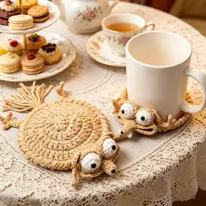 Sturdy Crochet Squirrel Coaster (1pc) - Cute Handmade Coffee Table Mat, DIY Craft Kit or Finished Product, Home Decor Novelty Gift