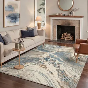 【Summervibes】GENIMO Area Rug – Pet Friendly, Non-Slip, Machine Washable Carpet, Soft Floor Rug, Stylish Home Decor for Living Room, Bedroom, Hallway ,ARA2797-MARBLE