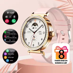 1.46-inch Ladies Smart Watch Fashionable HD Large Screen BT Call Digital Watch Health Tracker Sport Modes Notification Reminder Voice Assistant Motion Trajectory Custom Photo Android And iOS Systems Wearable Wristwatch Luxury Women Configure 8 Straps