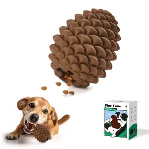 Potaroma Dog Chew Toy Indestructible for Aggressive Chewers – Pinecone-Shaped Treat Dispensing Dog Toy, Tough Natural Rubber for Medium & Large Breeds, Teeth Cleaning Durable 4.5 Inches