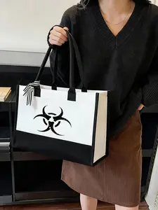 Handheld shoulder bag Biohazard Warning Symbol Exquisite Roomy enough for travel,shopping,festivals,and picnics.