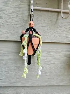 Crochet and Macrame Mini Hanging Potted Plant Decor Leaf