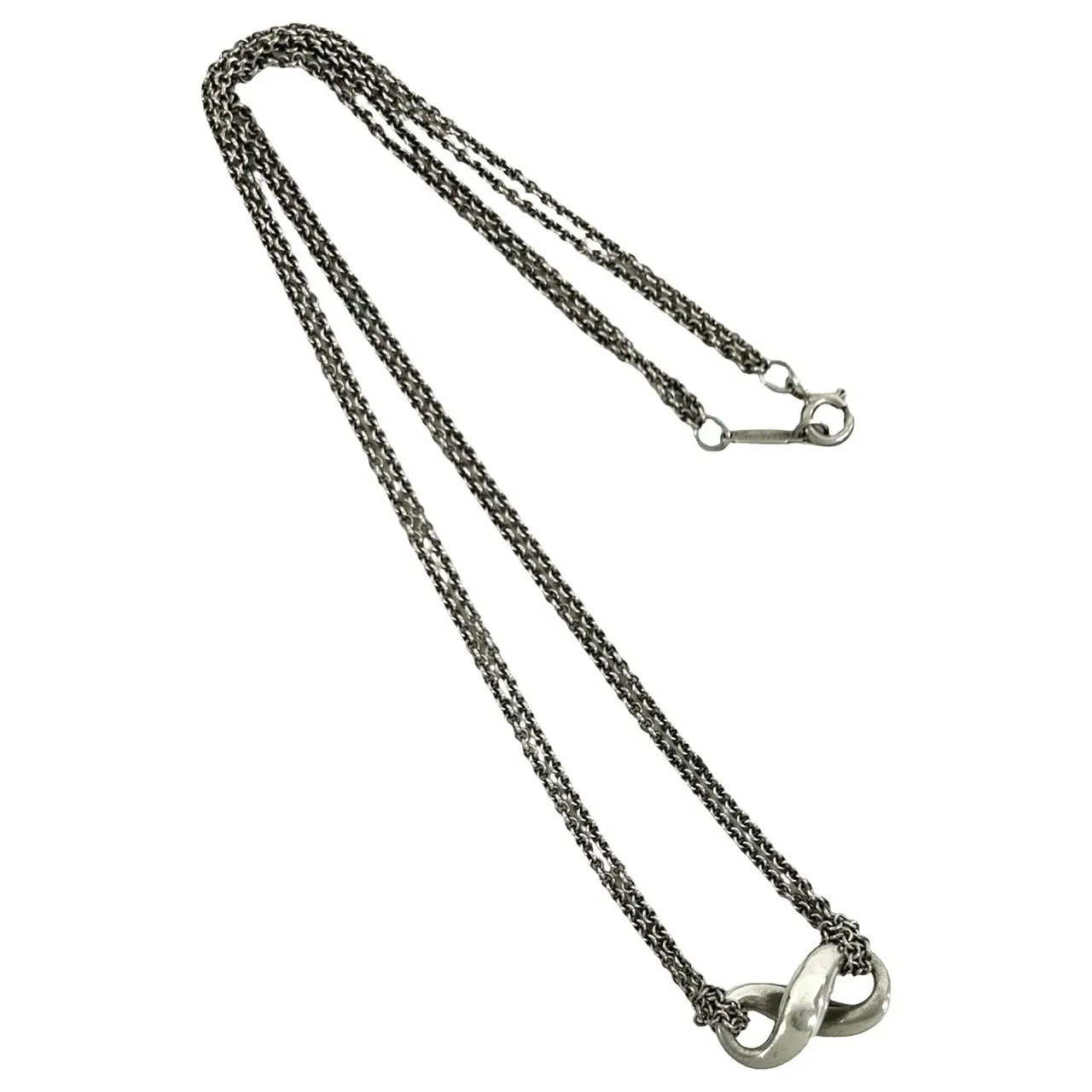 Pre-owned Tiffany & Co. Sterling Silver 925 (Ag925) Small Leather Goods TIFFANY&Co. Infinity Silver Necklace