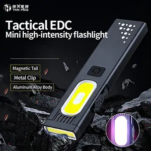 K1 EDC Flashlight, Compact Multi-Mode Pocket LED COB Flashlight,Red/Blue Strobe, USB-C Rechargeable, Dual Material，Rechargeable Dual-Switch LED Flashlight