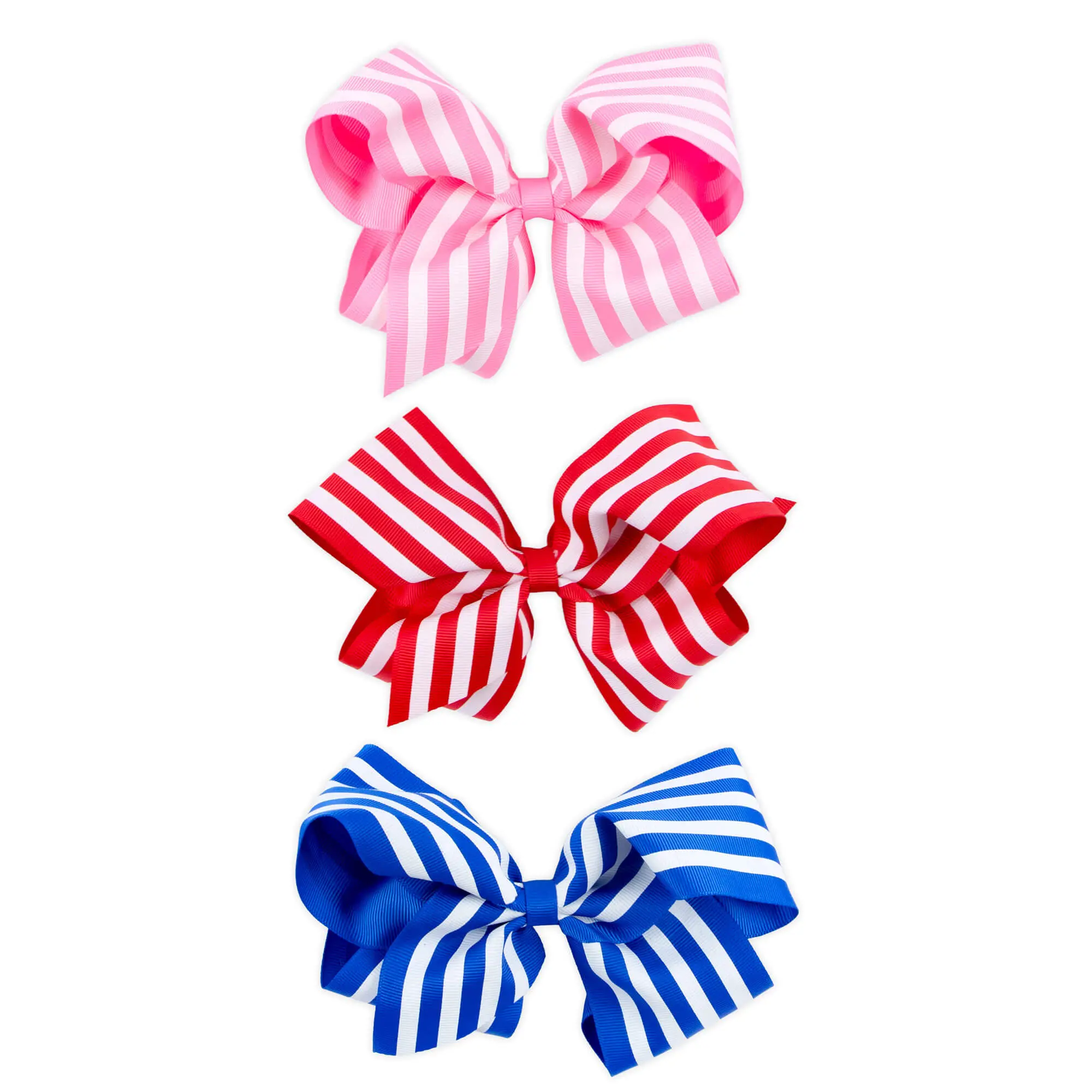 Stripe Grosgrain Hair Bow - Girls Ribbon Hair Accessory