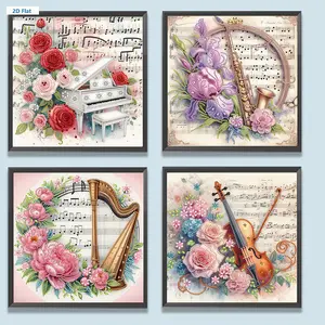 5D DIY Partial Shape Crystal Diamond Painting Kit, 4pcs 30x30cm Flower-Theme Set with Shining Gems, DIY Kits, Diamond Art Tools,summervibes