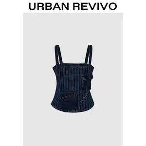 URBAN REVIVO Women's Denim Camisole Blouse: UID850018 springtok