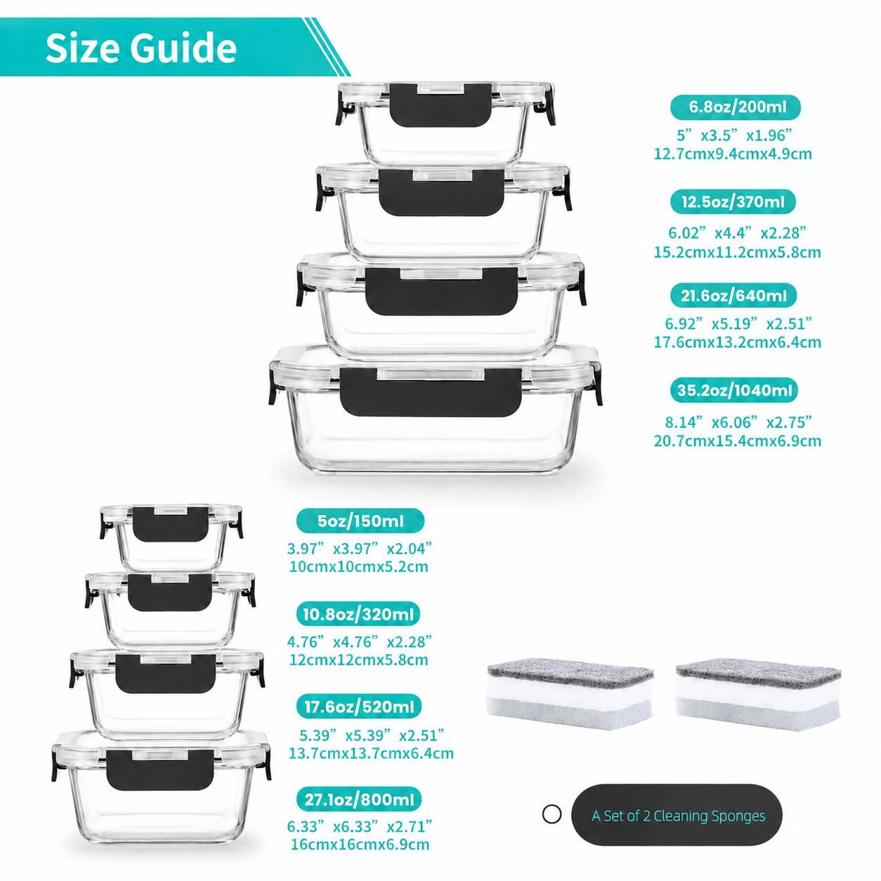 8-Piece Borosilicate Glass Food Storage Container Set, Kitchen Airtight-Lid Lunch Boxes, Stackable Square & Rectangular Meal Prep Containers, Microwave & Freezer Safe 8-Piece Borosilicate Glass Food Storage Container Set, Kitchen Airtight-Lid Lunch Boxes, Stackable Square & Rectangular Meal Prep Containers, Microwave & Freezer Safe