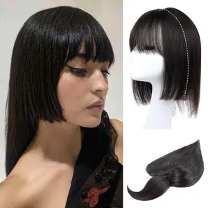 Vasilia Hair Toppers for Women Hime Cut 100% Human Hair Topper 12 Inch Clip in Hair Toppers for Thinning Hair Swiss Base Hair Toppers Real Human Hair Top Hairpieces for Hairstyle Change for Wide parting&Partial hair loss&Cover gray hair Mother's Day