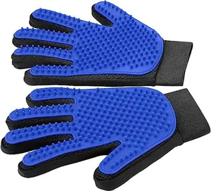 Pet Grooming Gloves Cat Brushes Gloves for Gentle Shedding - Efficient Pets Hair Remover Mittens - Dog Washing Gloves for Long and Short Hair Dogs & Cats & Horses - 1 Pair (Blue)