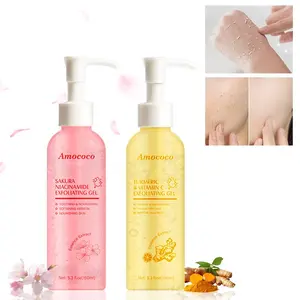 Amococo Sakura Niacinamide Exfoliating Clear Gel Turmeric Vitamin C Exfoliating Gel Gentle Nourishing Moisturizing Deep Cleansing Face Body Suitable For All Skin Types