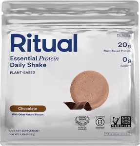 Ritual Vegan Protein Powder - 20g Pea Protein with BCAA Complete Amino Acid Profile - Supports Lean Muscle* - Plant-Based Protein - Tested for Heavy Metals - Sugar-Free** - Non-GMO - Chocolate - 1 Lbs