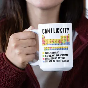 Funny Periodic Table Coffee Mug, Can I Lick It Science Cup, Chemistry Teacher Gift, Nerdy Science Coffee, Christmas Gift For Teacher, 11 15oz Ceramic Tea Cup
