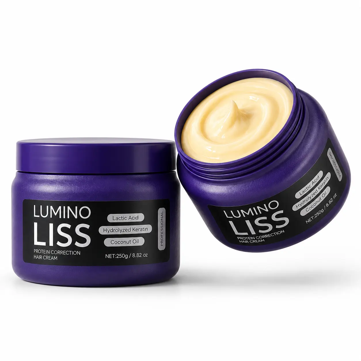 Lumino Liss Keratin Smoothing Hair Cream, 2 x 250g Salon-Inspired Protein Hair Care for Frizz Control, Deep Conditioning, Smooth Texture, Glossy Shine and Easier Styling for All Hair Types