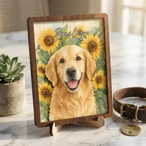 Personalized Pet Memorial Photo Frame, Custom Dog Remembrance Wooden Frame, Pet Loss Sympathy Gift
