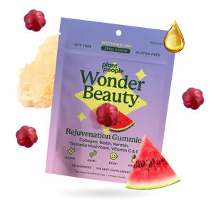 Plant People WonderBeauty, Zero Sugar Gummy Supplement - Hair, Skin & Nails Rejuvenation - Edible Skincare - Marine Collagen, Tremella Mushroom