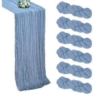 6 Pack Dusty Blue Cheesecloth Table Runner 10FT Boho Cheese Cloths Gauze Table 120 Inch Rustic Sheer for Wedding Birthday Party Baby Shower Home Decorations