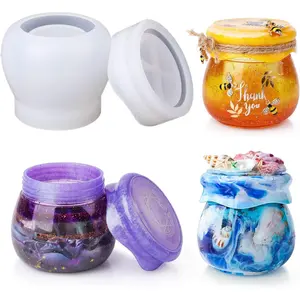 LET'S RESIN Pudding Jar Resin Molds with Lid, Epoxy Molds Silicone for Storage Bottle,Candle Holder,Candy Container, Epoxy Casting Craft,Flower Pot, Gifts