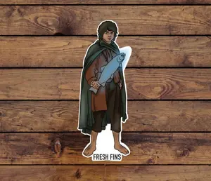 Frodo Fly Fishing Sticker, LOTR Sticker, Fellowship of the Ring, Fish Sticker, Fishing, Fly Fishing, Outdoors Sticker