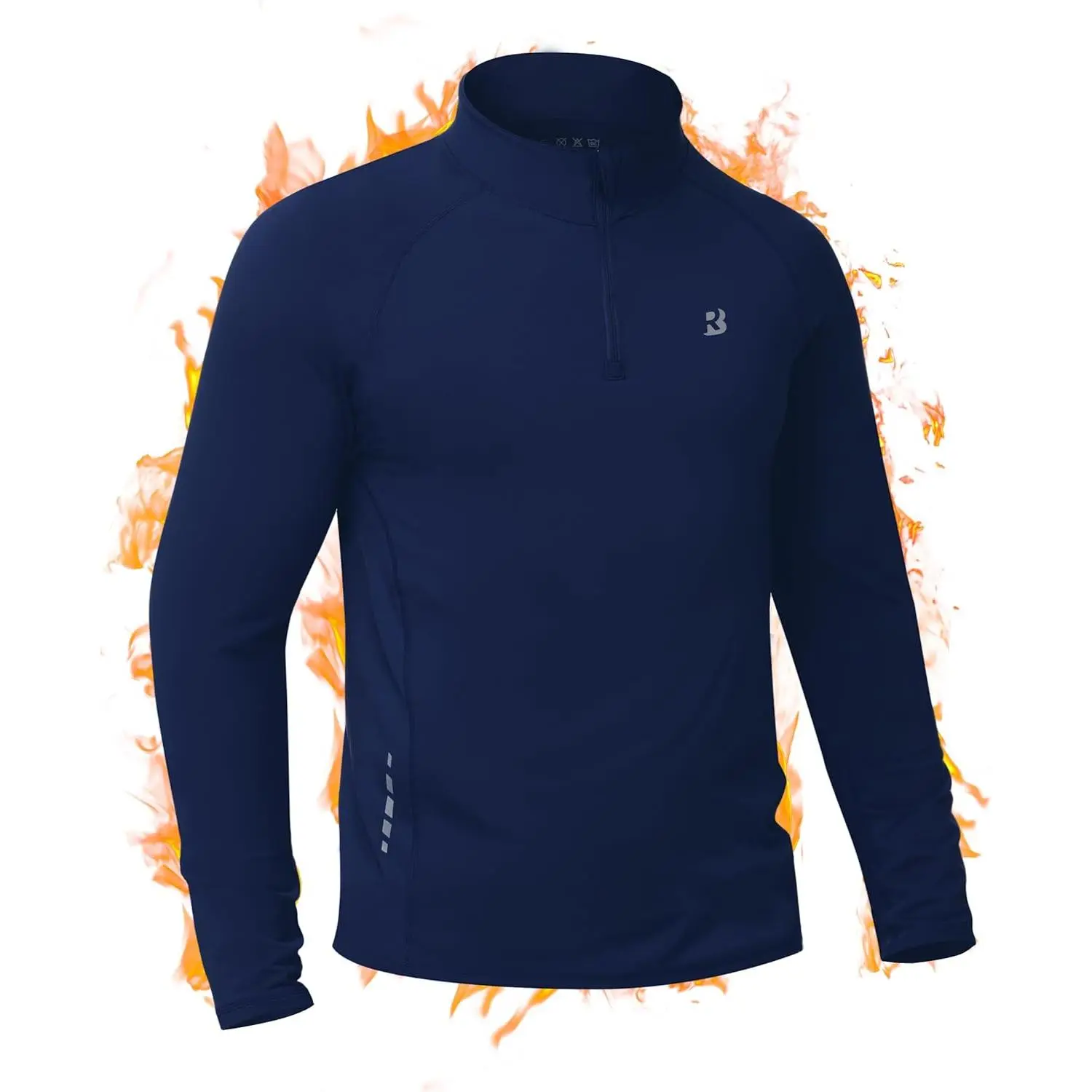 Roadbox Men's Quarter Zip Thermal Pullover - Fleece Lined, 4-Way Stretch, Ergonomic Design, 4-Needle 6-Thread Stitching Athletic Top for Gym Workouts, Designed for All Occasions, Long Sleeve Winter Running Sweatshirt, Four-Needle Six-Thread Stitching