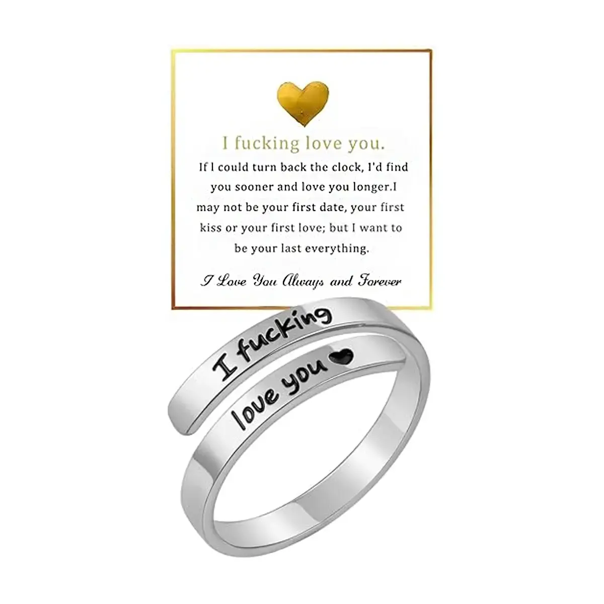 Adjustable Promise Ring for Women, Timeless Engraved Commitment Jewelry, Special Womens Gifts for Your Girlfriend, Love Gift, Romantic Gifts For Girlfriend Heart Design Ring Wedding Promise Rings