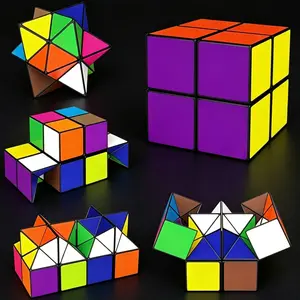 2-in-1 Star Magic Cube Set, Flexible Puzzle Cube Toy for Kids & Adults, Ideal Gift for Boys and Girls Ages 8-12