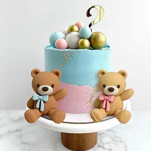22-Piece Blue Gender Reveal Cake Decorations, Boy or Girl Cake Toppers, Teddy Bear Cake Decor, Perfect for Baby Shower Parties