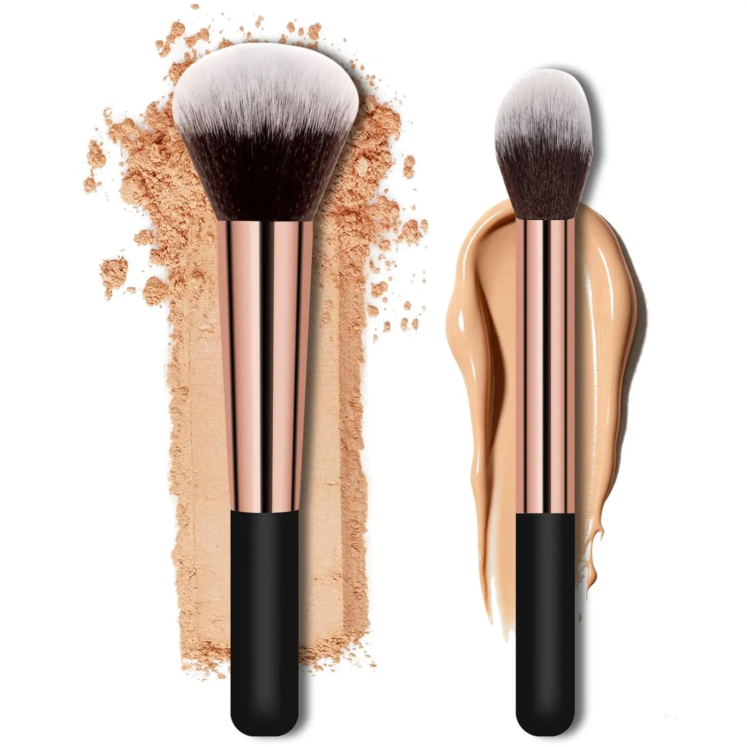 Makeup Brushes, Large Powder Brush & Foundation Brush Flawless Finish | for Highlighter, Loose Powder, Blush, Cream, Contour, Concealer, Blending Liquid, Cruelty-Free