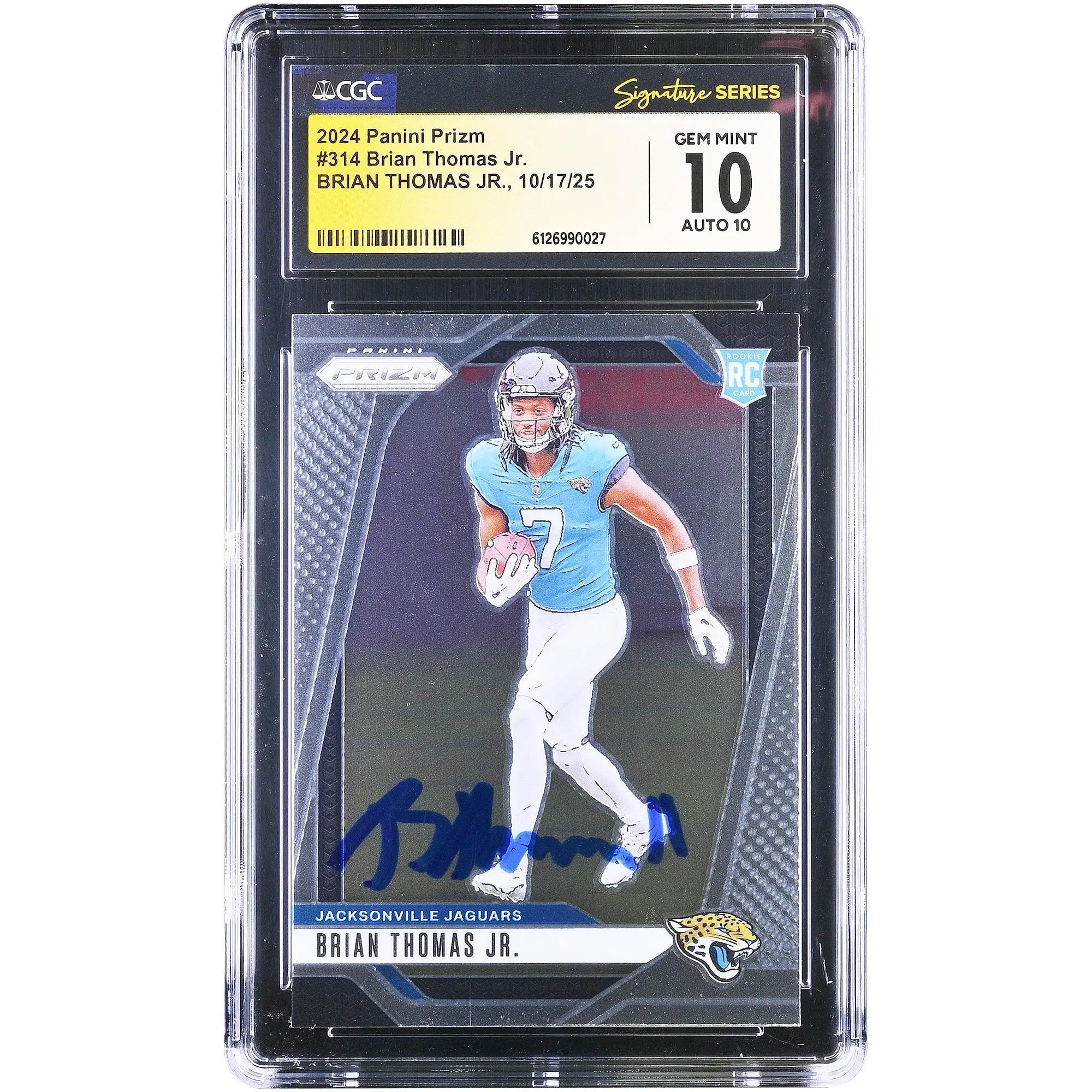 Brian Thomas Jr. Jacksonville Jaguars Autographed 2024 Panini Prizm #314 CGC Fanatics Witnessed Authenticated 10/10 Rookie Card - Fanatics Authentic Certified
