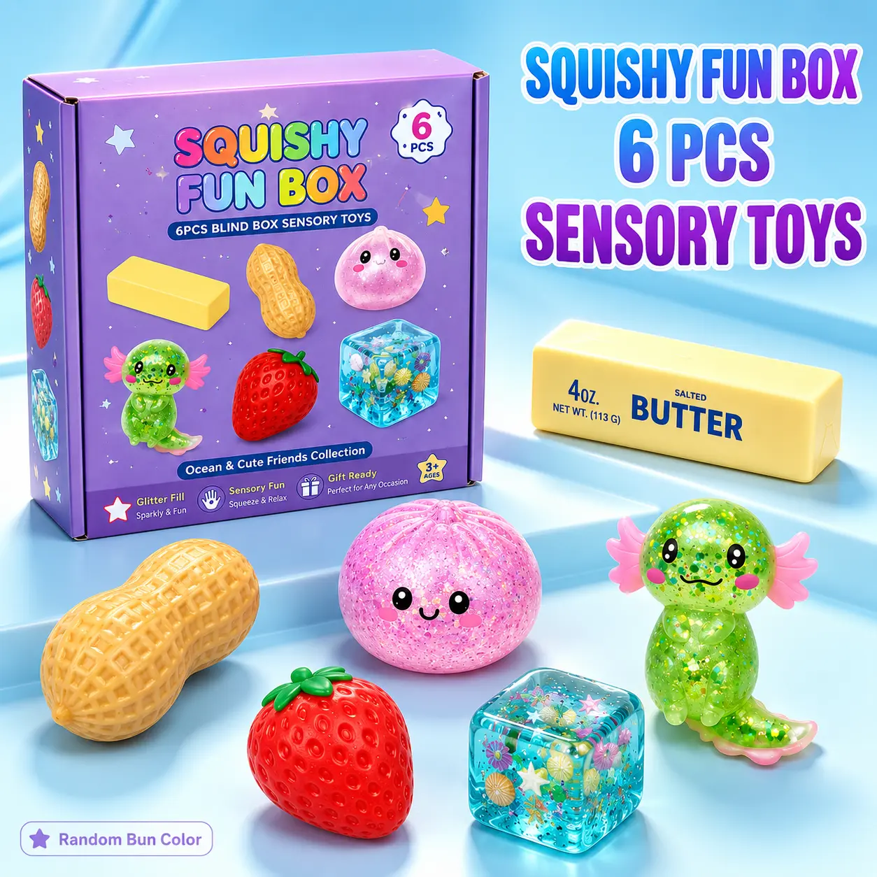 6-Piece Set Squishy , Malt Sugar Stress Relief Fidget Toys, Sensory Bundle, Creative Slow-Return Squishy, Party Gift, 6 Different Styles