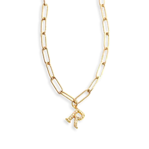 Paperclip Pave Initial Necklace