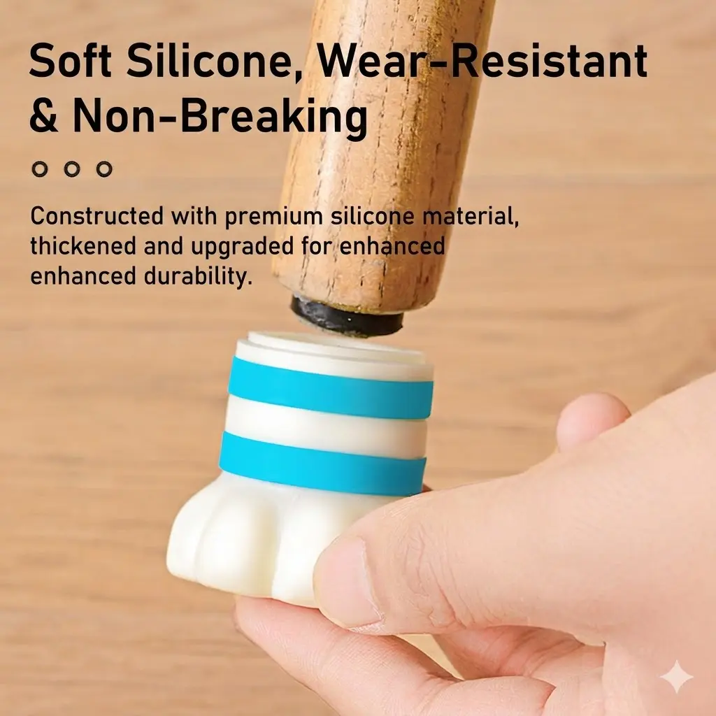 4pcs Cat Paw-Shape Chair Leg Protectors, Made of silicone material to fit furniture feet steadily
