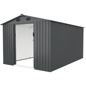 8x12 FT Mid-Size Metal Shed | Outdoor Steel Storage with Double Doors & Vents | Weatherproof Shed
