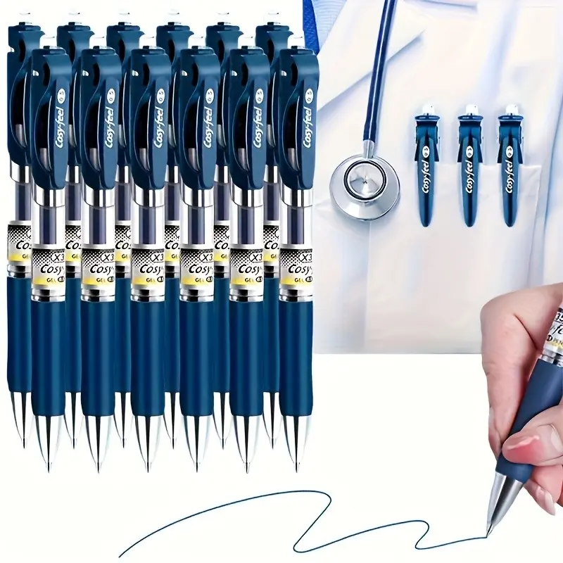 12 Blue Neutral Pens & 20 Replacement Refills, Designed for Doctors & Nurses, 0.5mm Fast Dry Smooth Grip, Smooth Writing Pen, Medical Office Supplies