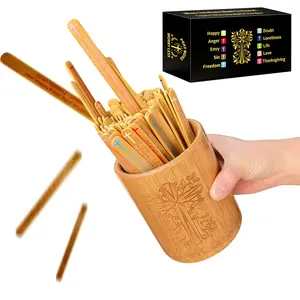 Fidget Toy with Sieve Shaking Choices 10 Emotions 100PSC Bible Verses(KJV) for Daily Encouragement Christian Birthday Christmas Mother's Day Gifts Stocking Stuffers for Women Men High-quality Bamboo Jar with Durable Hand-carved Patterns and Words