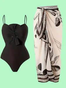 New European And American Fashion One-piece Butterfly Condensation Back Swimsuit Beach Mesh Skirt Swimsuit Women