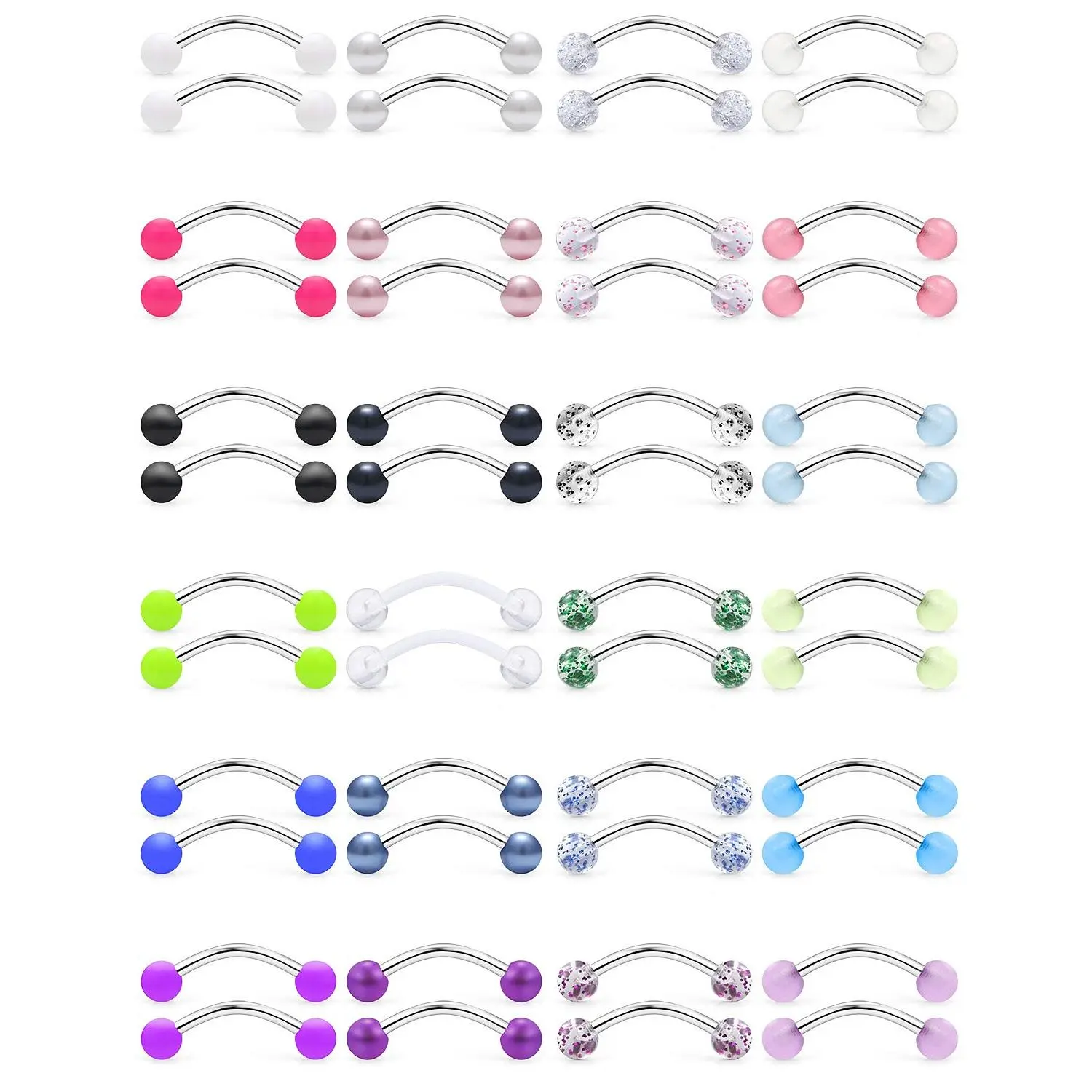 16g Snake Eye Tongue Rings Glow In Dark Balls Curved Barbell Frog Ring Retainer For Women Men 14mm 16mm Bar