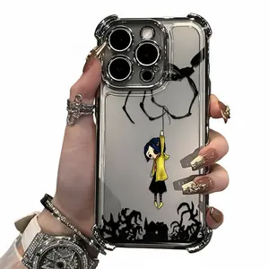 Anime Popular C-Coraline New Design Pattern Mobile Phone Case for iPhone 17 Air 17 16 15 14 13 12 11 Pro Max Plus Luxury Transparent Soft TPU+PC Back Cover Shockproof Protective Casing Anti-Drop Full Score Impact Dispersal