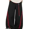 TELLFUN Men's Baggy Sweatpants - Y2K 2000s Vintage Woven Wide-Leg Joggers with Side Stripes, Elegant Unisex Oversized Casual Streetwear for Everyday Loungewear, Summer Vibes Men's Bottoms,sohochic