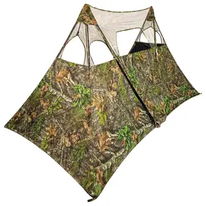 Nukem Double Up System - Mossy Oak Obsession, 150 Denier Nylon, Lightweight Portable Hunting Blind, 2-3 Hunters, 8 lbs, Easy Setup, Mesh Top, Shooting Windows, Reinforced Corners, Stubble Straps, Black Carry Bag